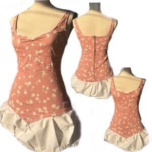 Reworked pink floral mini dress